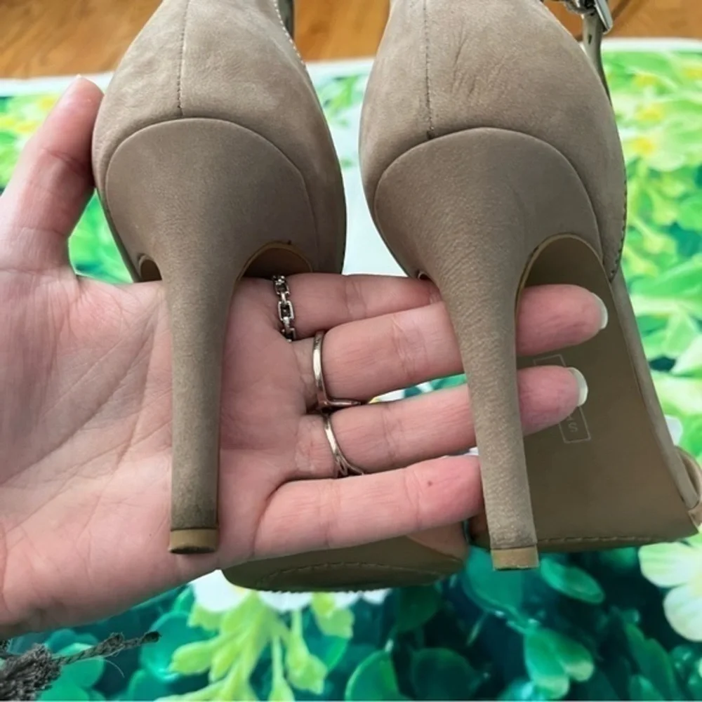 Steven By Steve Madden Anibell Peach Pink Leather Point Toe Heels Size 8.5